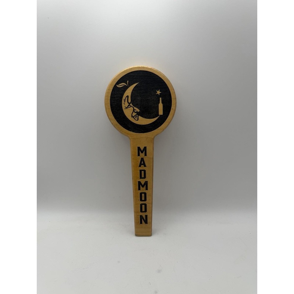 Vintage Mad Moon Wooden Beer Tap Handle Crescent Moon Bar Tap Knob Brewery Pub